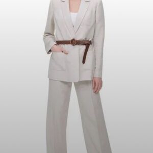 Calvin Klein Beige Linen Blend Blazer With Belt – Size 12